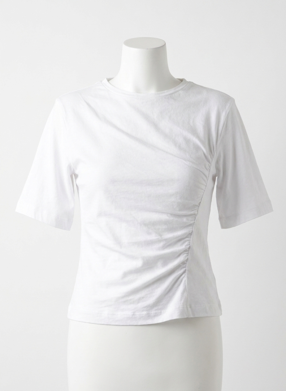 NEW DEREK LAM 10 CROSBY frederic ruched short sleeve top in blanc